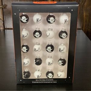 Toil and Trouble Halloween Ghost Mini Glass Ornament Set